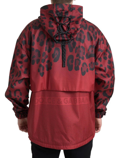 Dolce & Gabbana Red Leopard Hooded Rain Coat Jacket by Dolce & Gabbana
