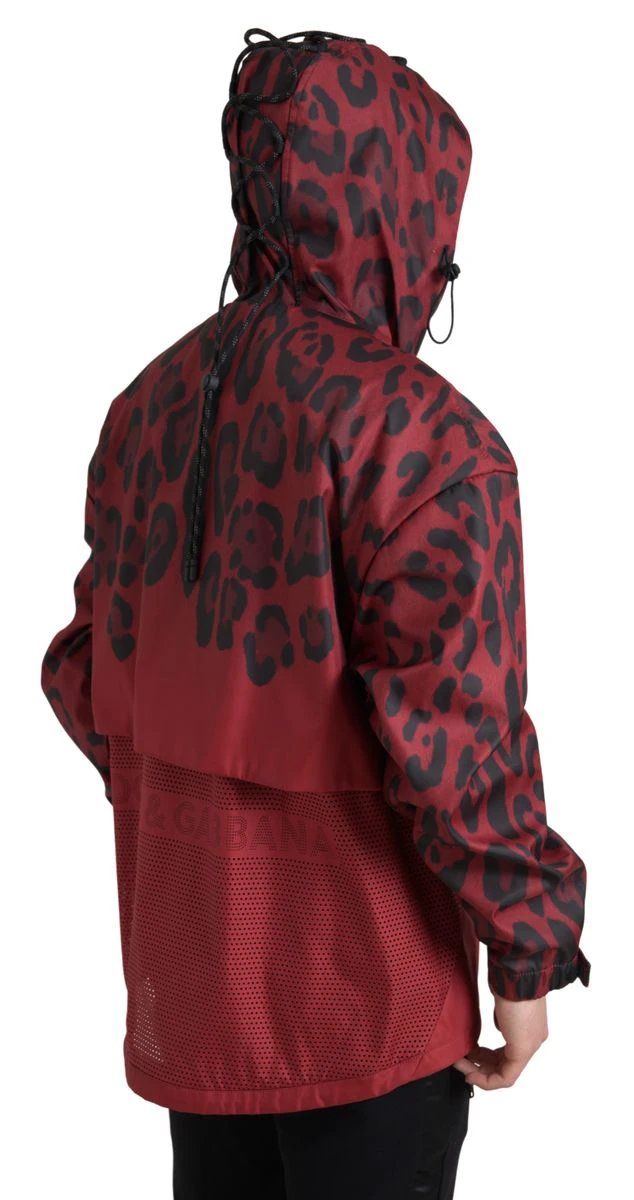 Dolce & Gabbana Red Leopard Hooded Rain Coat Jacket by Dolce & Gabbana