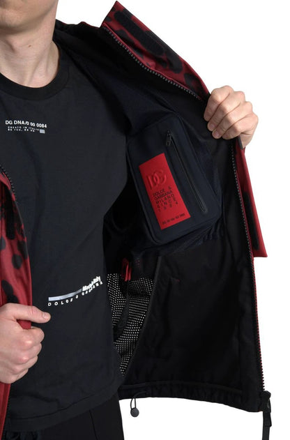 Dolce & Gabbana Red Leopard Hooded Rain Coat Jacket by Dolce & Gabbana
