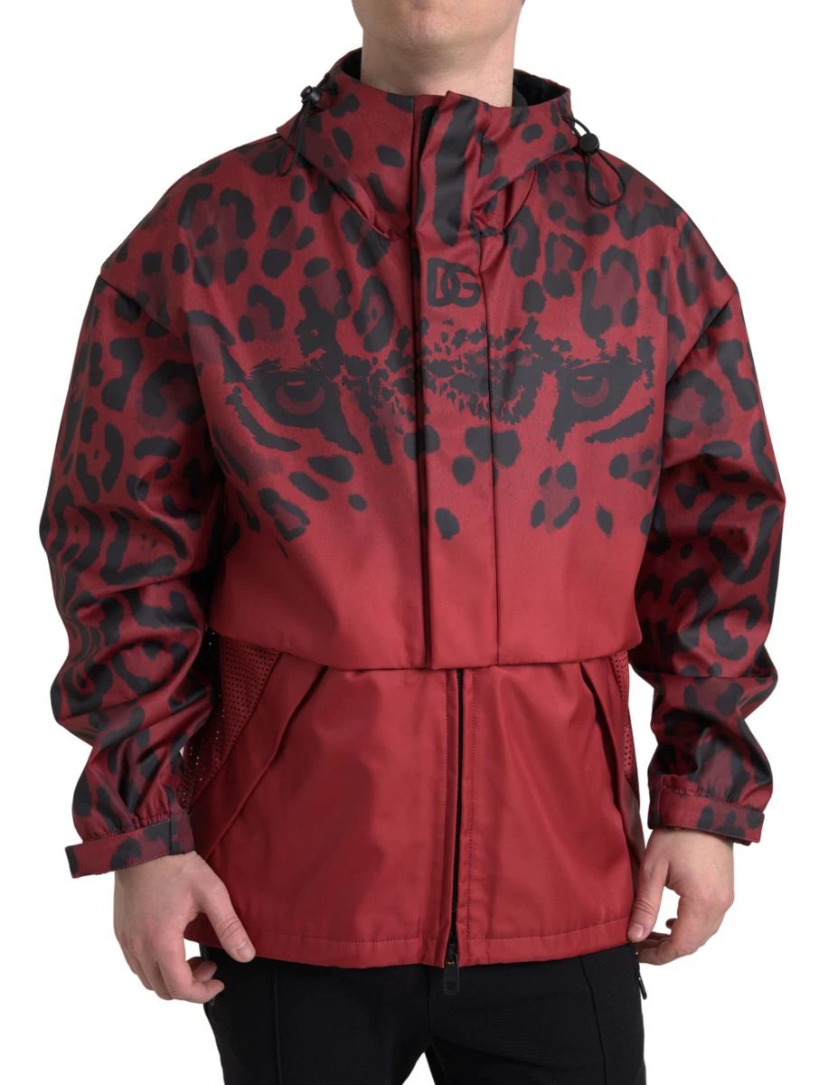 Dolce & Gabbana Red Leopard Hooded Rain Coat Jacket by Dolce & Gabbana