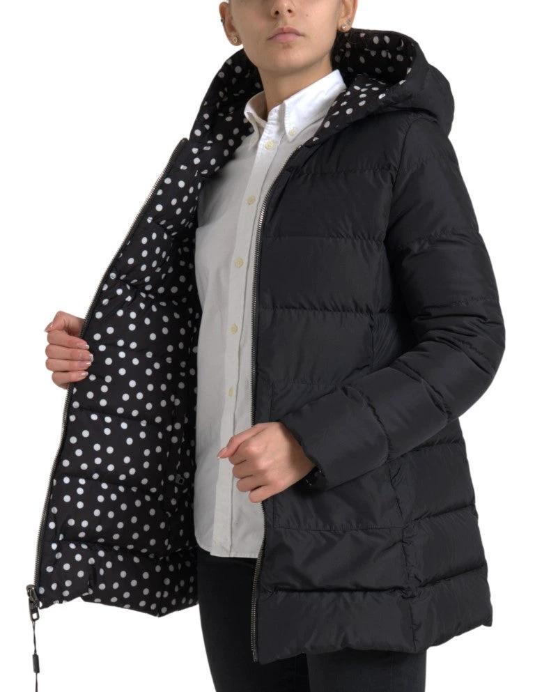 Dolce & Gabbana Black Polyester Hooded Reversible Jacket by Dolce & Gabbana