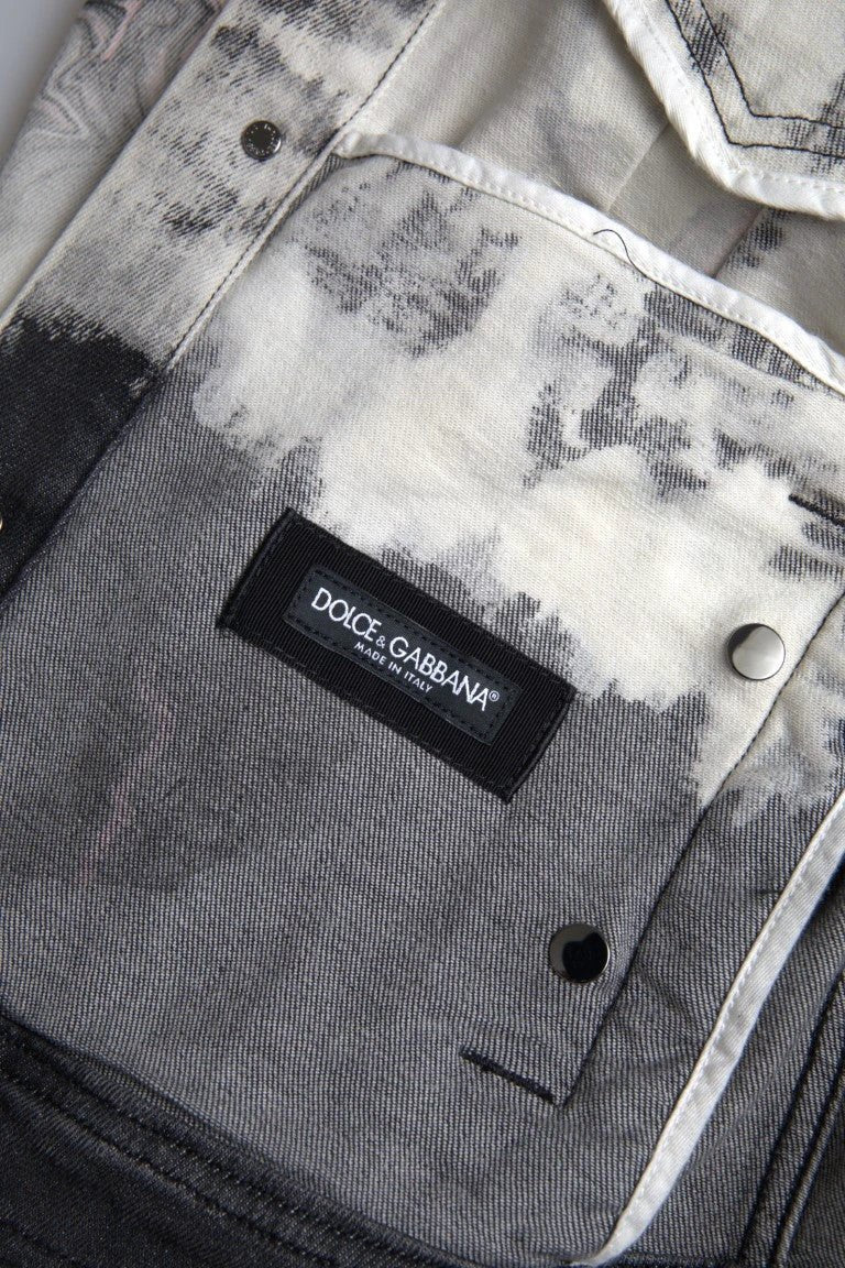 Dolce & Gabbana Multicolor Cotton Collared Denim Jacket by Dolce & Gabbana