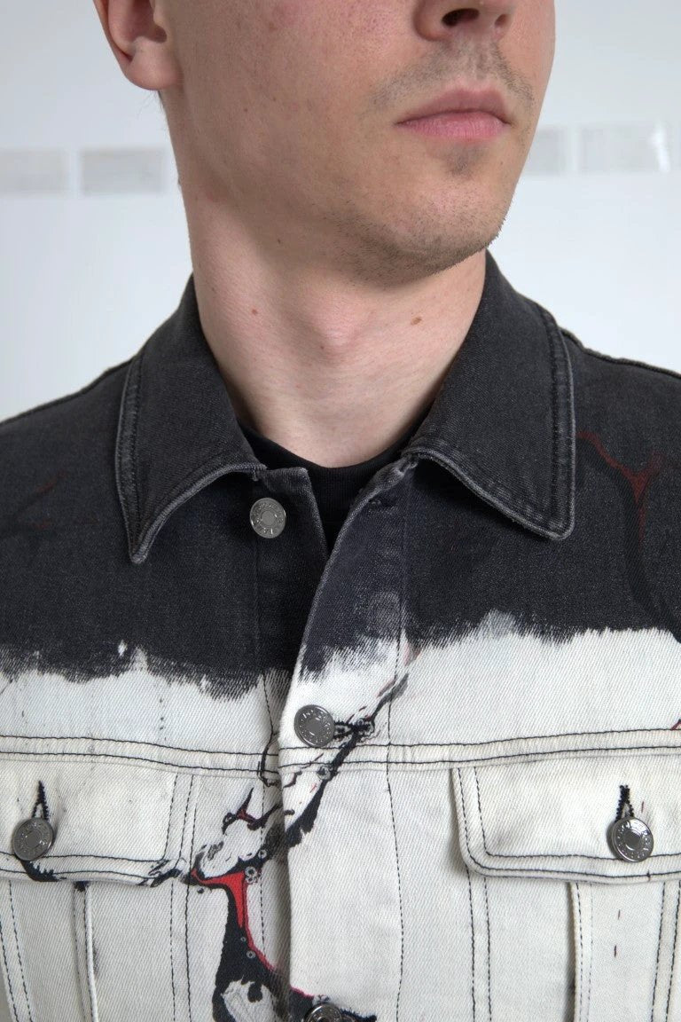 Dolce & Gabbana Multicolor Cotton Collared Denim Jacket by Dolce & Gabbana