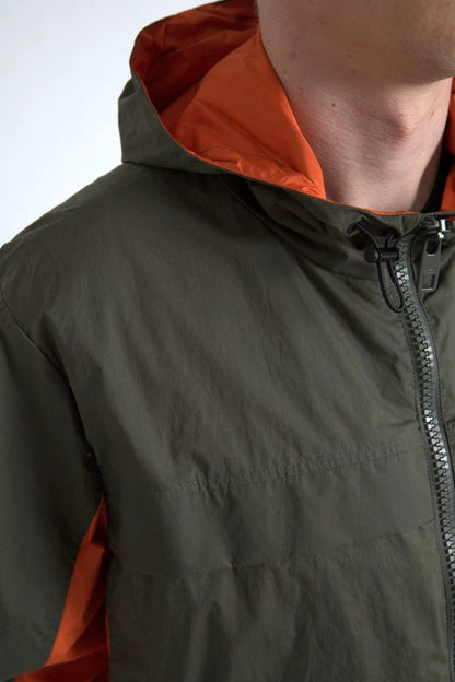 Dolce & Gabbana Green Orange Hooded Cotton Full Zip Jacket by Dolce & Gabbana