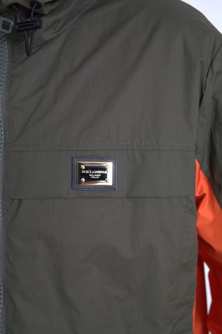 Dolce & Gabbana Green Orange Hooded Cotton Full Zip Jacket by Dolce & Gabbana