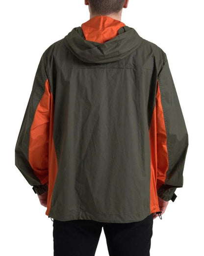 Dolce & Gabbana Green Orange Hooded Cotton Full Zip Jacket by Dolce & Gabbana