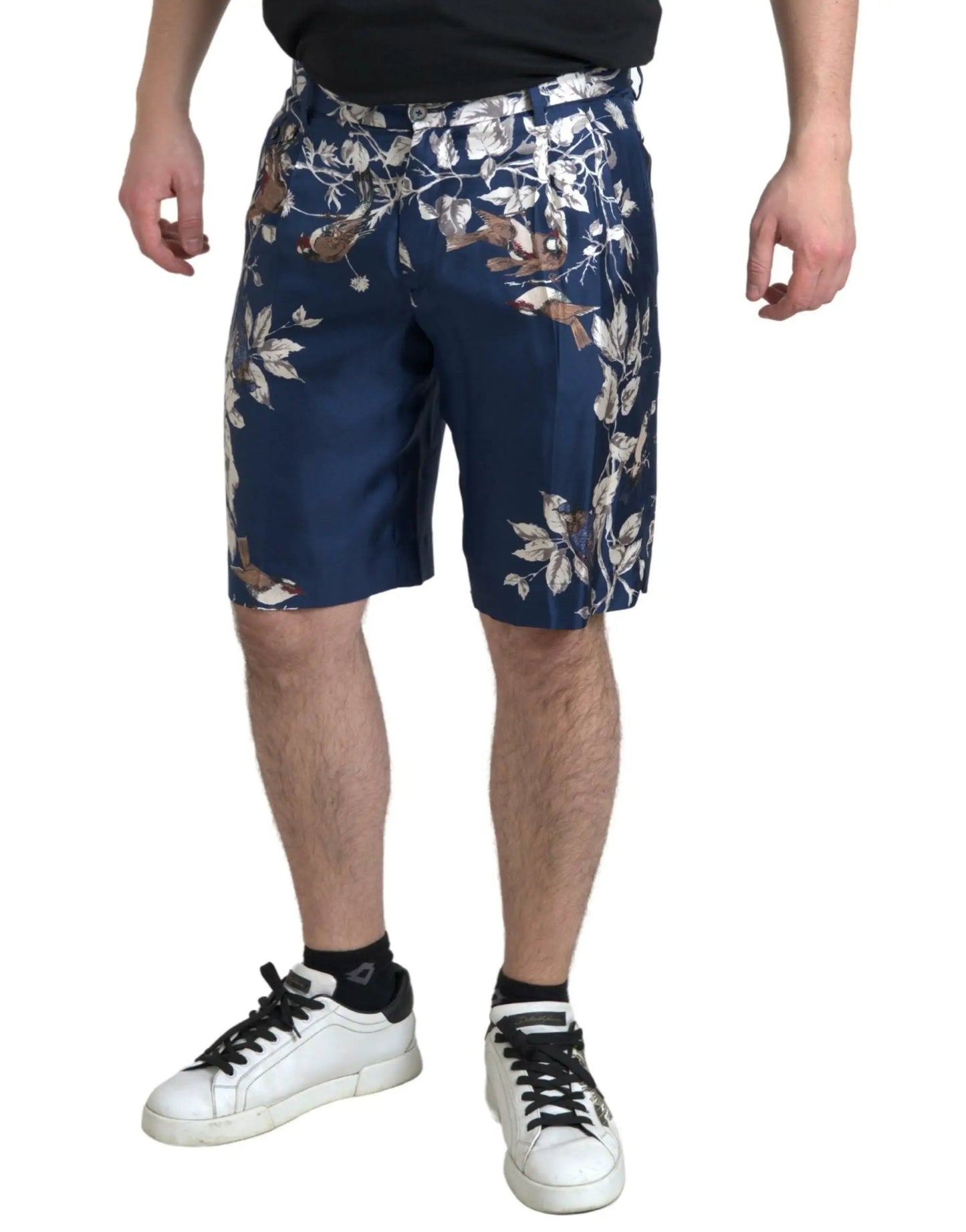 Dolce & Gabbana Blue Floral Print Silk Men Bermuda Shorts by Dolce & Gabbana