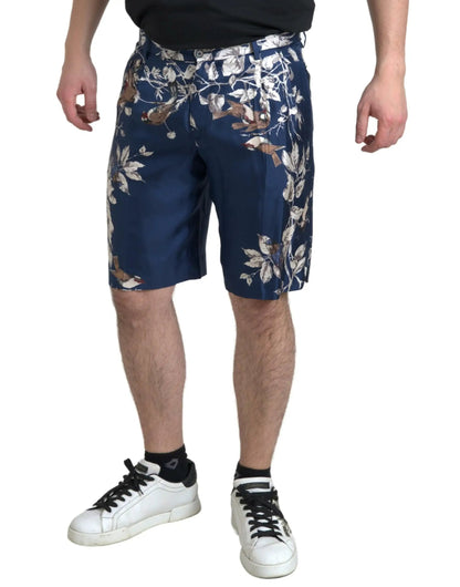 Dolce & Gabbana Blue Floral Print Silk Men Bermuda Shorts by Dolce & Gabbana