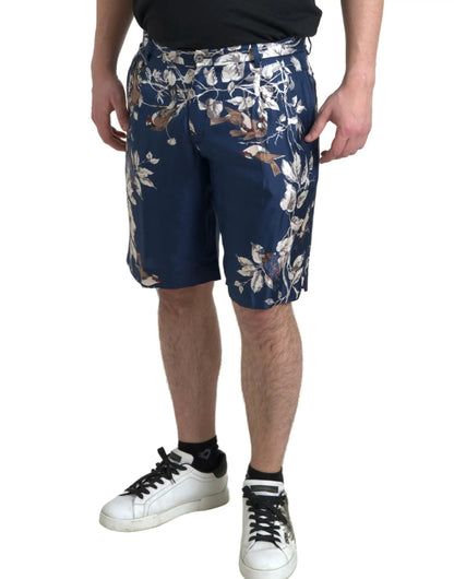 Dolce & Gabbana Blue Floral Print Silk Men Bermuda Shorts by Dolce & Gabbana