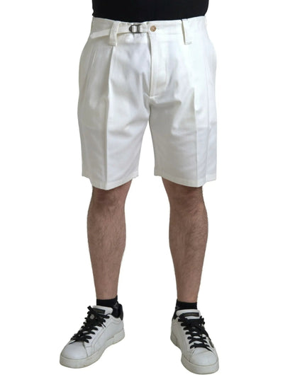 Dolce & Gabbana White Cotton Stretch Men Bermuda Denim Shorts by Dolce & Gabbana