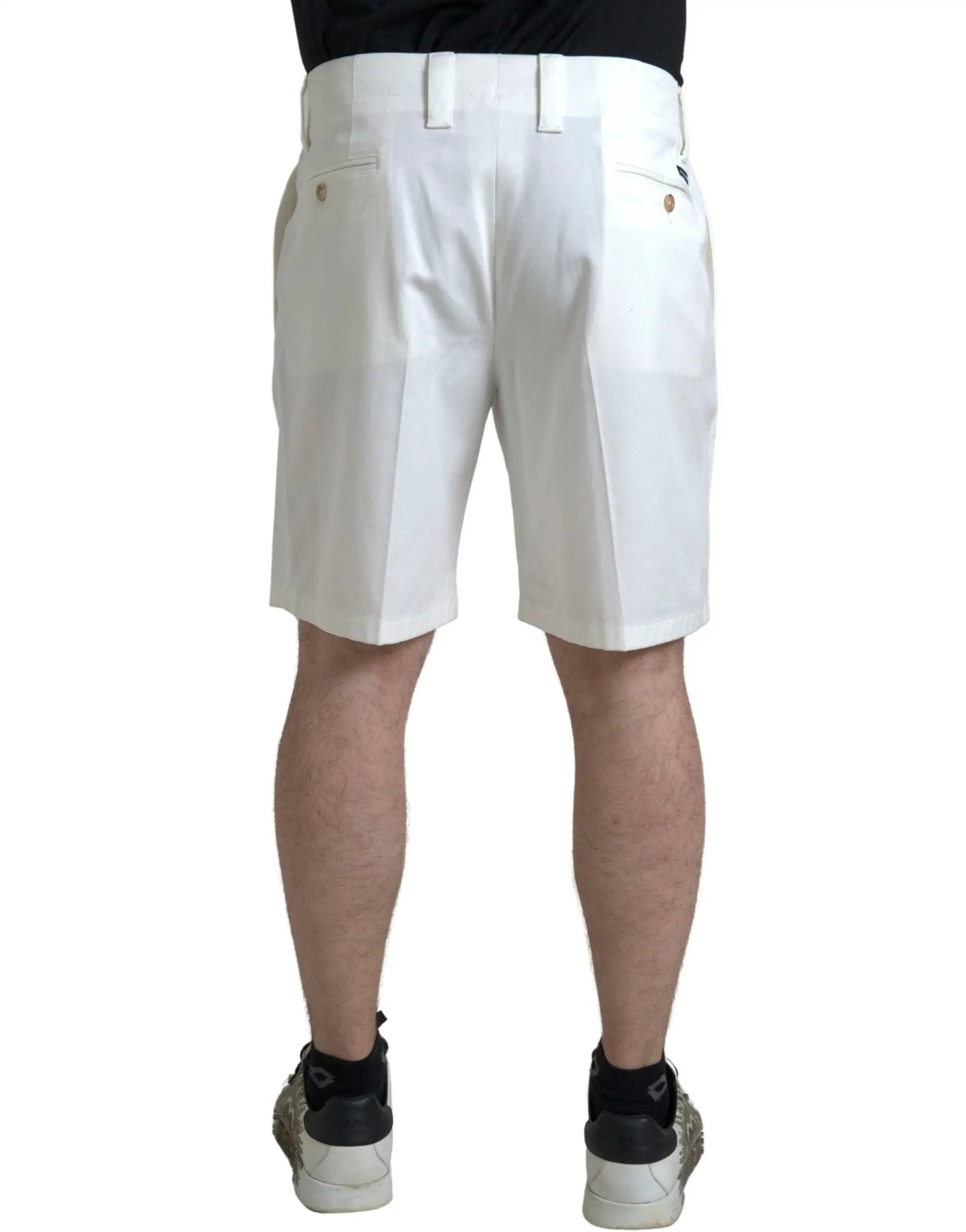 Dolce & Gabbana White Cotton Stretch Men Bermuda Denim Shorts by Dolce & Gabbana