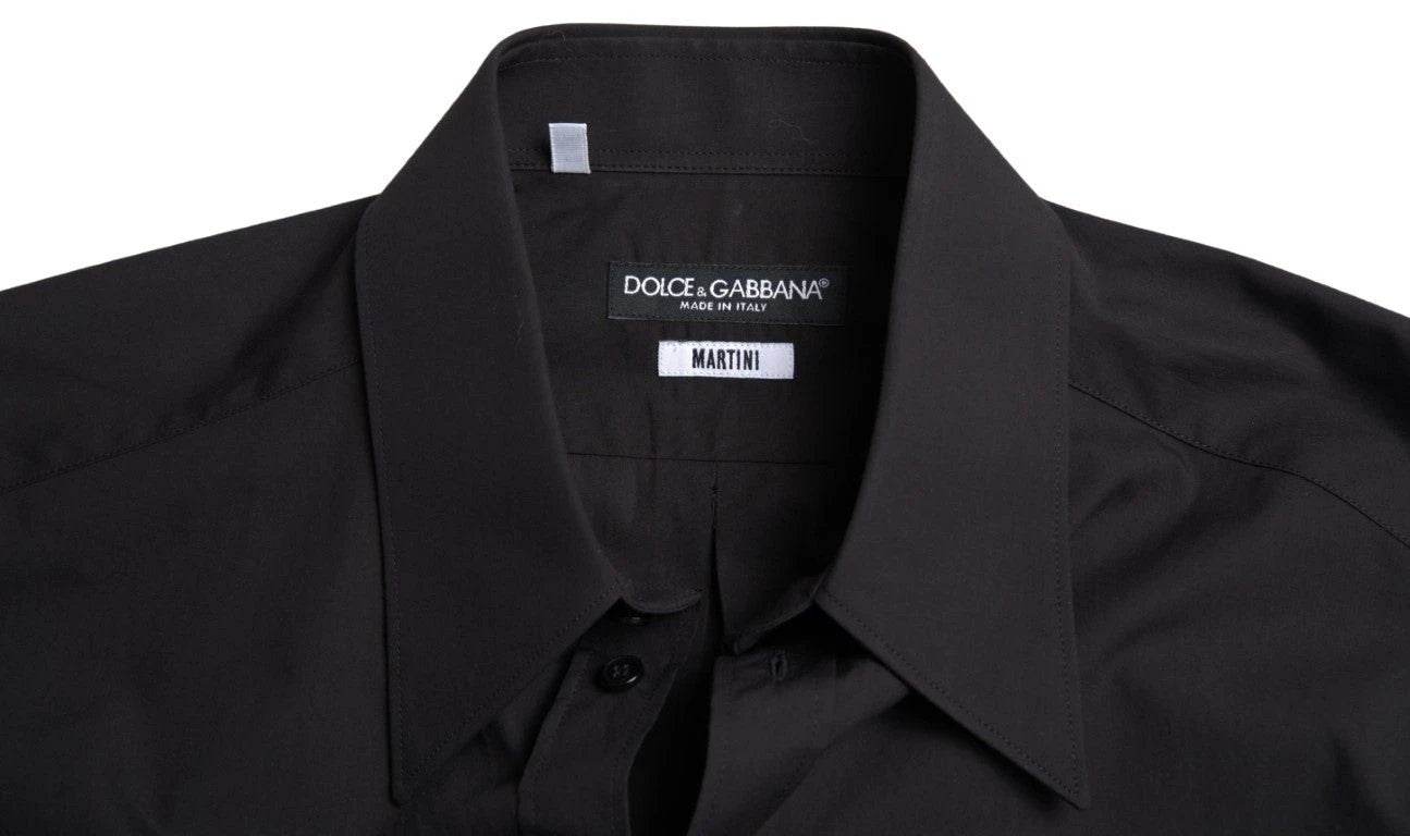 Dolce & Gabbana Black Cotton Men Long Sleeves MARTINI Shirt by Dolce & Gabbana