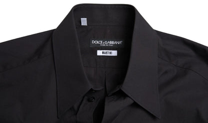 Dolce & Gabbana Black Cotton Men Long Sleeves MARTINI Shirt by Dolce & Gabbana