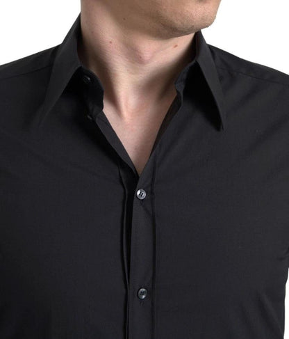 Dolce & Gabbana Black Cotton Men Long Sleeves MARTINI Shirt by Dolce & Gabbana