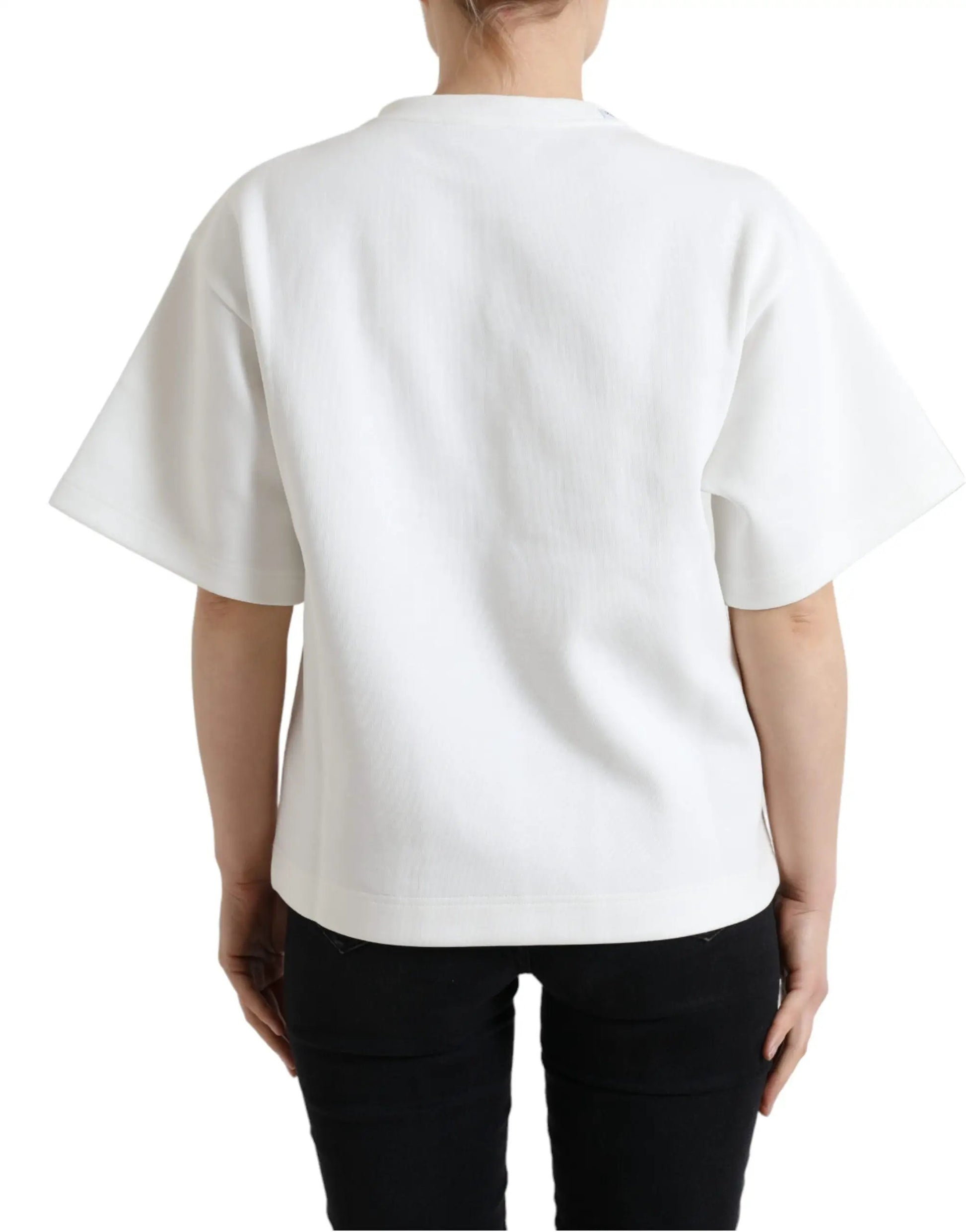 Dolce & Gabbana T-shirt White Cotton Stretch Black HOT Crystal by Dolce & Gabbana
