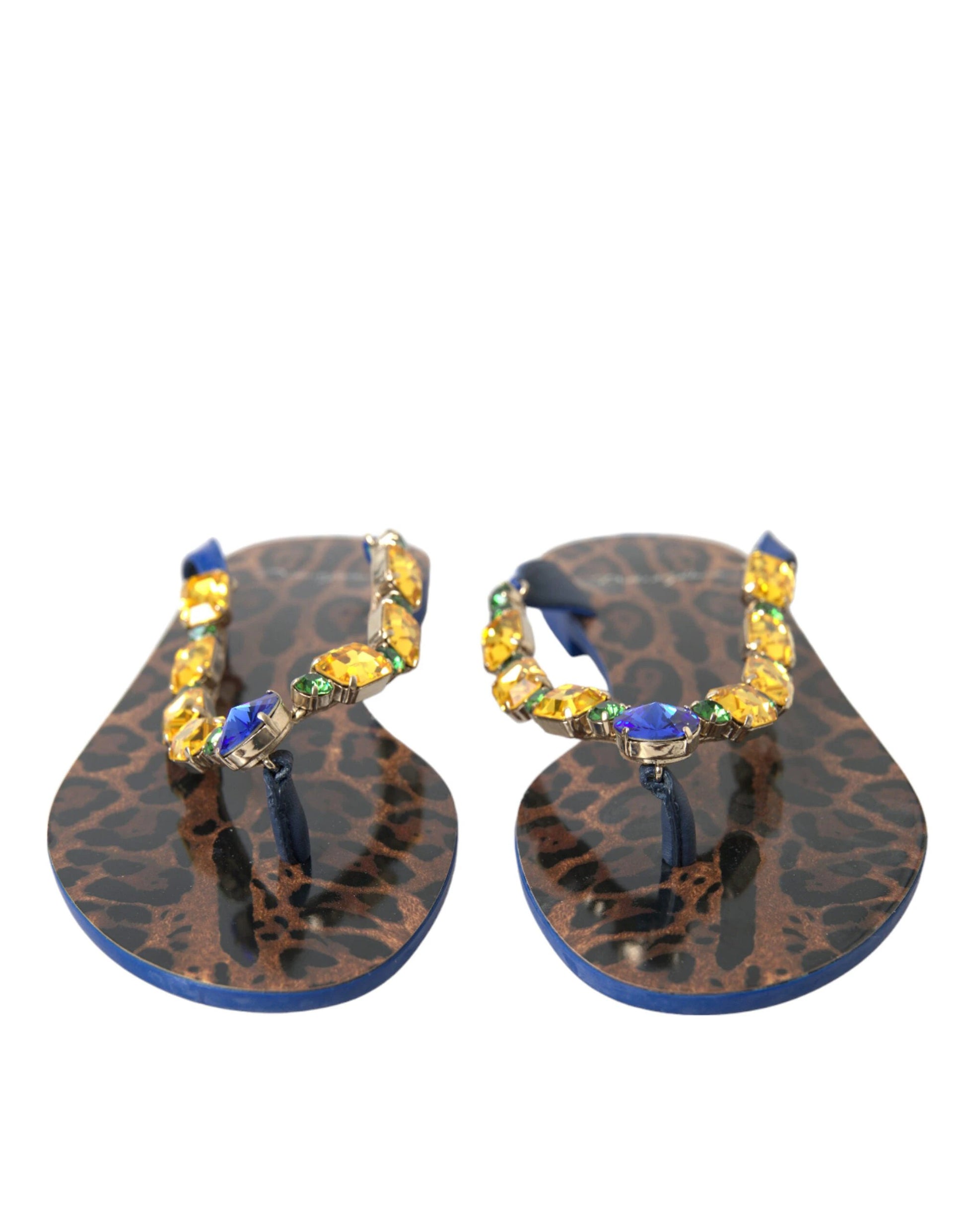 Dolce & Gabbana Blue Crystals Flats Sandals Beachwear Shoes by Dolce & Gabbana