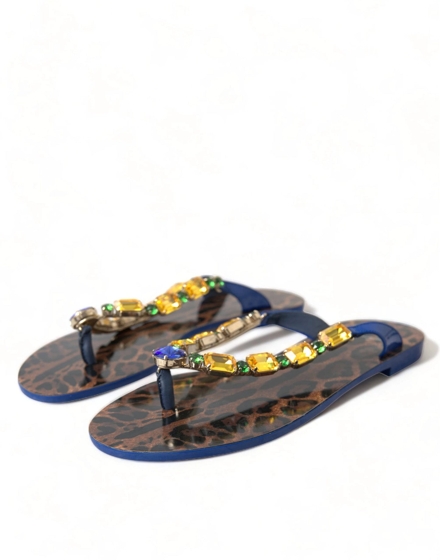 Dolce & Gabbana Blue Crystals Flats Sandals Beachwear Shoes by Dolce & Gabbana