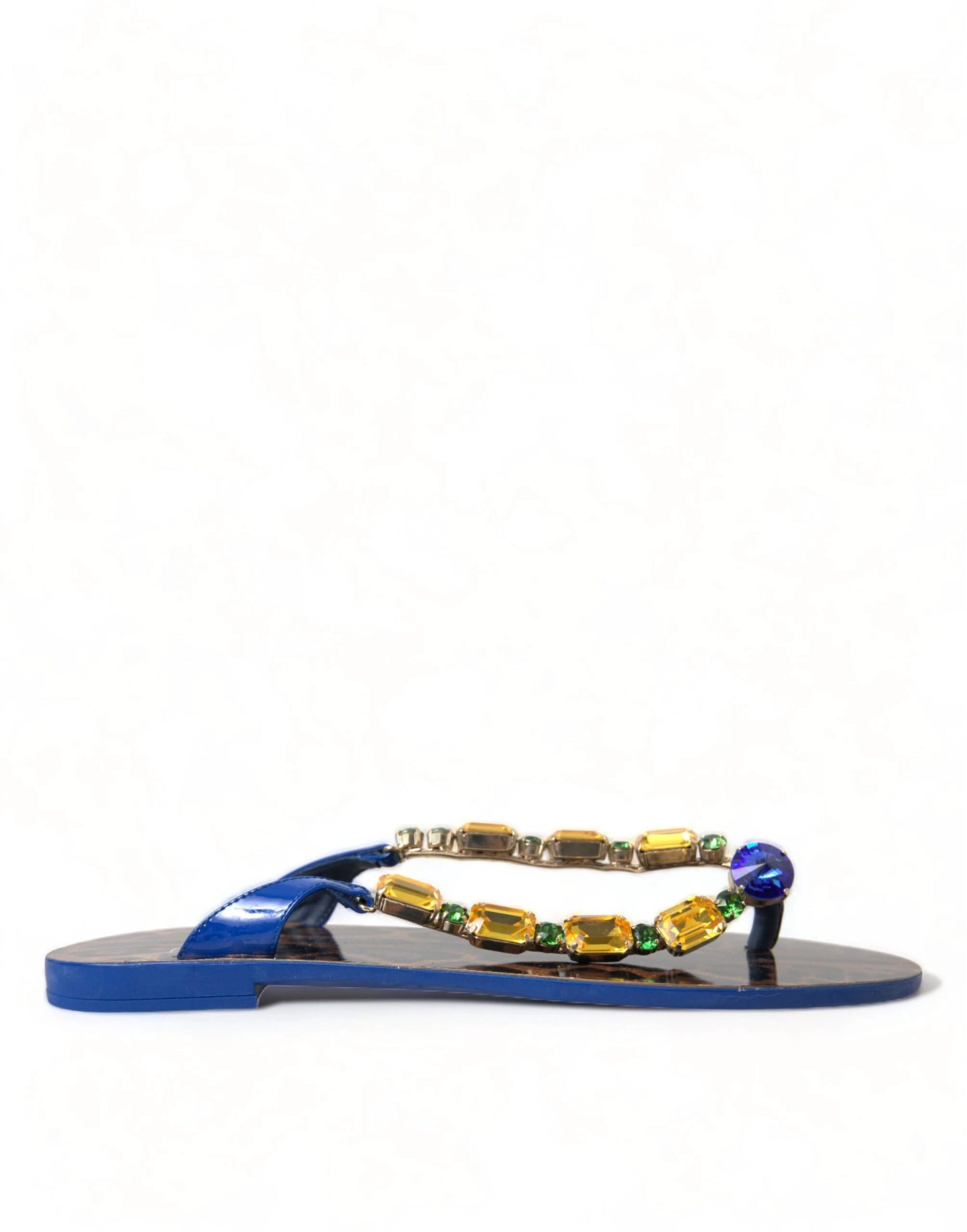 Dolce & Gabbana Blue Crystals Flats Sandals Beachwear Shoes by Dolce & Gabbana