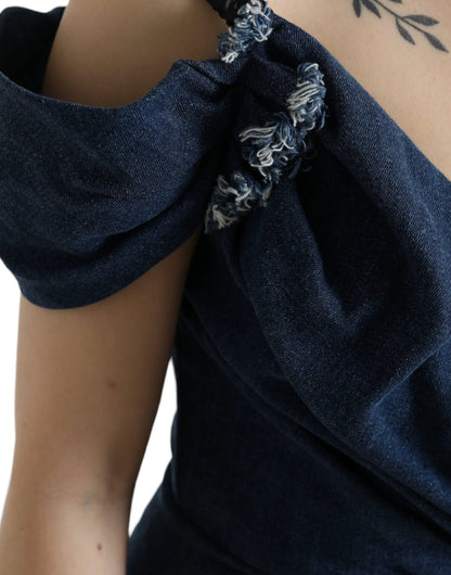 Dolce & Gabbana Blue Patchwork Two Tone Denim Mini Dress by Dolce & Gabbana