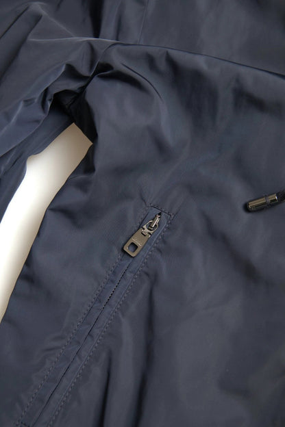 Dolce & Gabbana Blue Hooded Logo Polyester Full Zip Sweater by Dolce & Gabbana