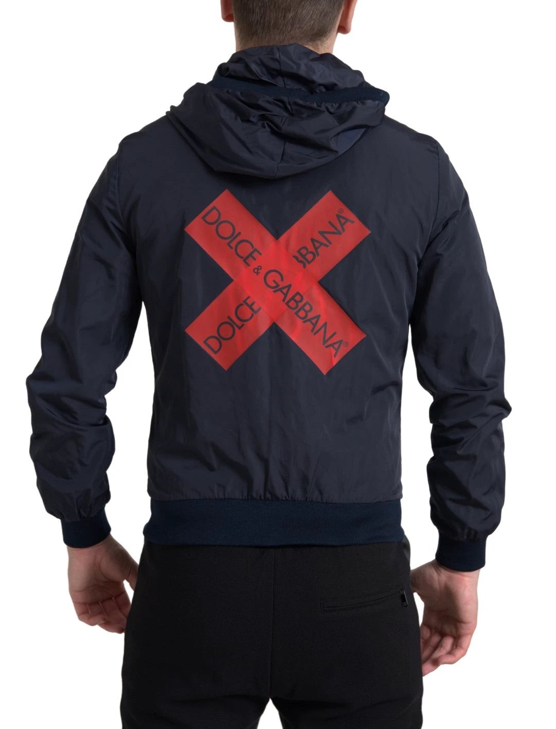 Dolce & Gabbana Blue Hooded Logo Polyester Full Zip Sweater by Dolce & Gabbana