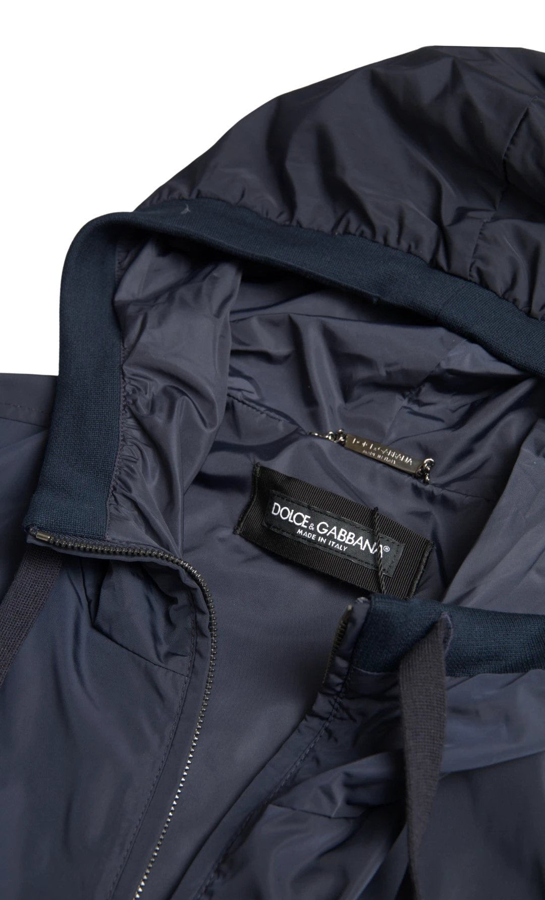 Dolce & Gabbana Blue Hooded Logo Polyester Full Zip Sweater by Dolce & Gabbana