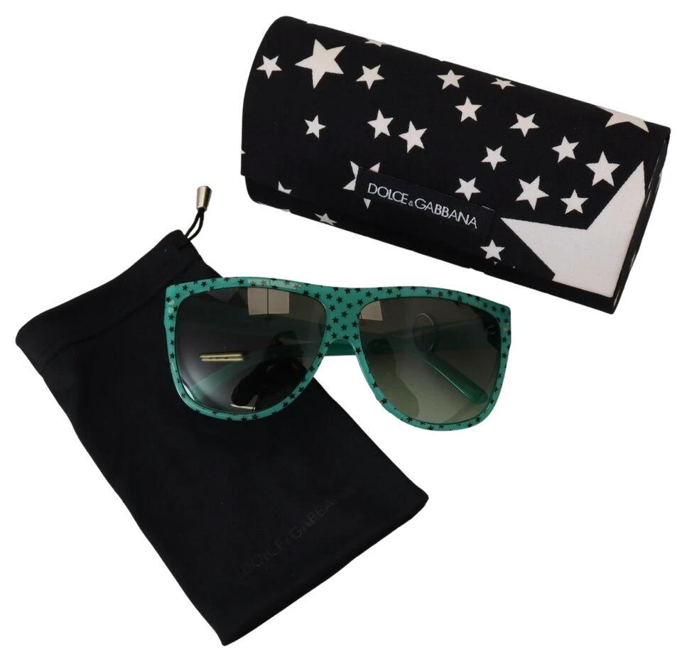 Dolce & Gabbana Green Stars Acetate Square Shades Sunglasses by Dolce & Gabbana