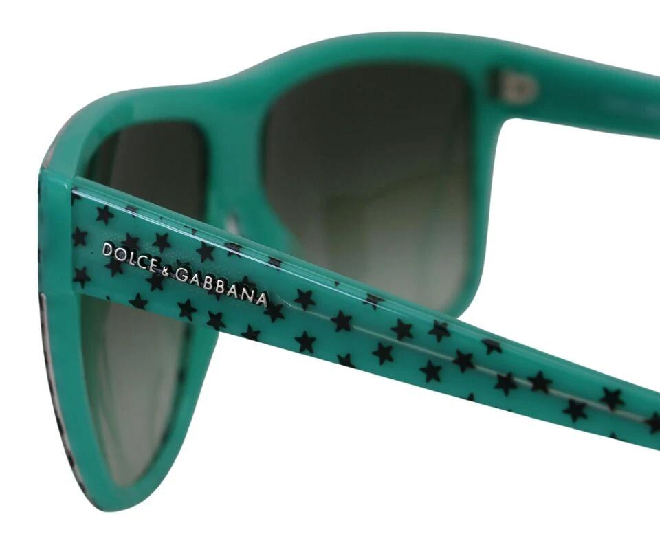 Dolce & Gabbana Green Stars Acetate Square Shades Sunglasses by Dolce & Gabbana