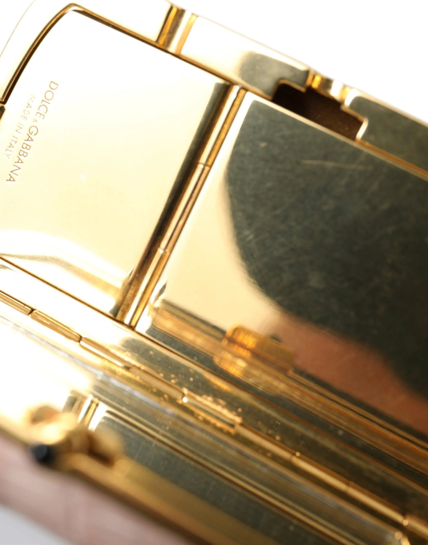 Dolce & Gabbana Pink Exotic Leather Mini Mirror Tassel Makeup Bag by Dolce & Gabbana