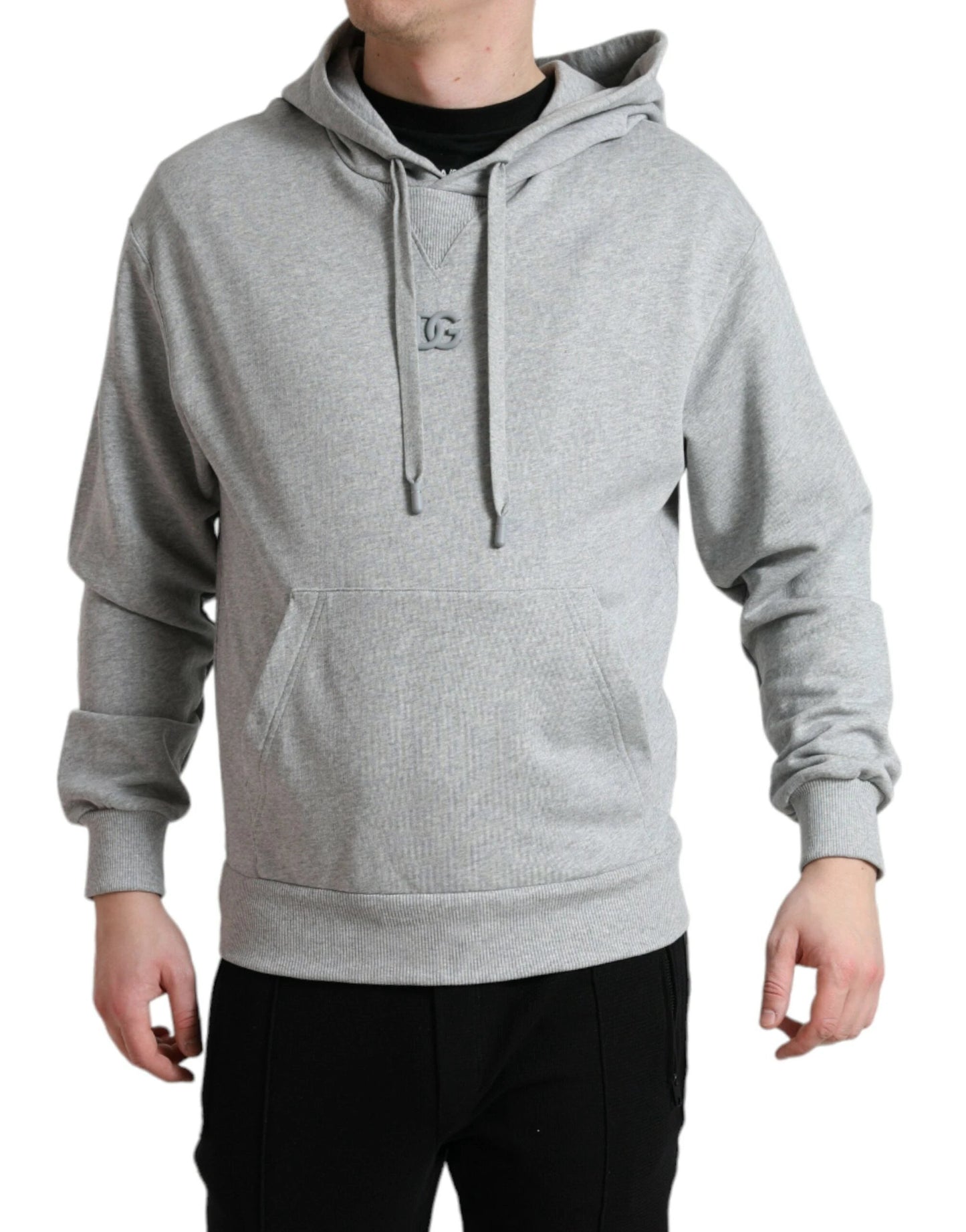 Dolce & Gabbana Gray Cotton Logo Hooded Sweatshirt Sweater by Dolce & Gabbana