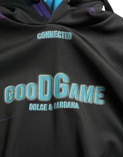 Dolce & Gabbana Black Logo Print Hooded Sweatshirt Sweater by Dolce & Gabbana