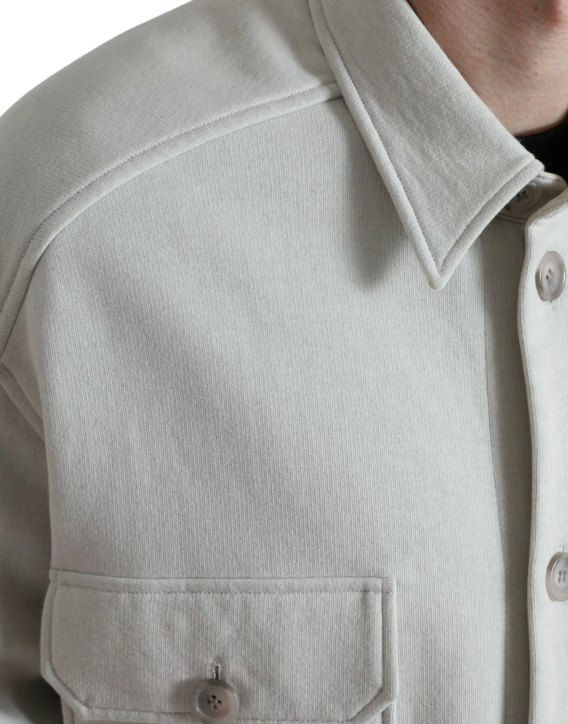 Dolce & Gabbana Grey Cotton Button Down Collared Coat Jacket by Dolce & Gabbana