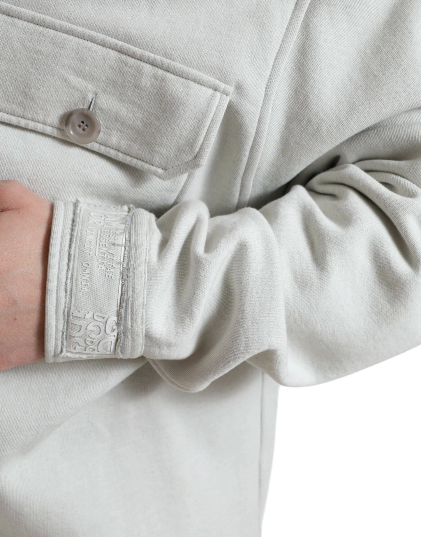 Dolce & Gabbana Grey Cotton Button Down Collared Coat Jacket by Dolce & Gabbana