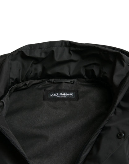 Dolce & Gabbana Black Polyester Logo Plaque Hooded Jacket by Dolce & Gabbana