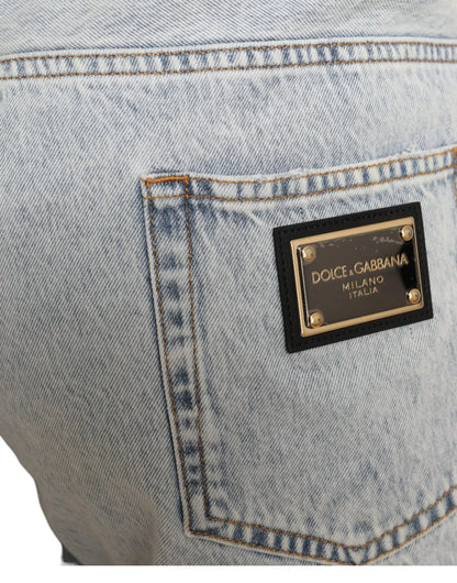 Dolce & Gabbana Multicolor Floral Print Denim Bermuda Shorts by Dolce & Gabbana