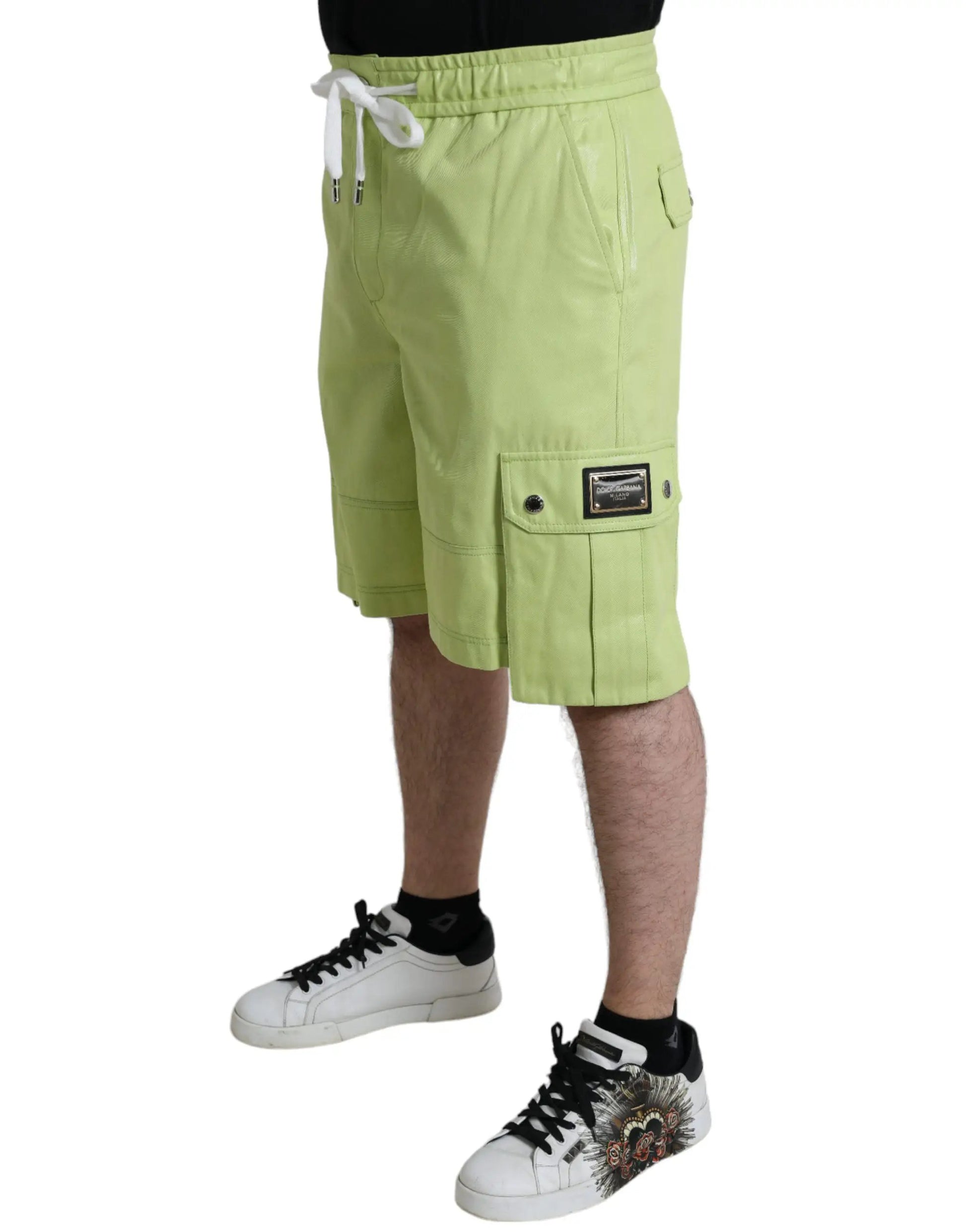 Dolce & Gabbana Light Green Cotton Men Cargo Bermuda Shorts by Dolce & Gabbana