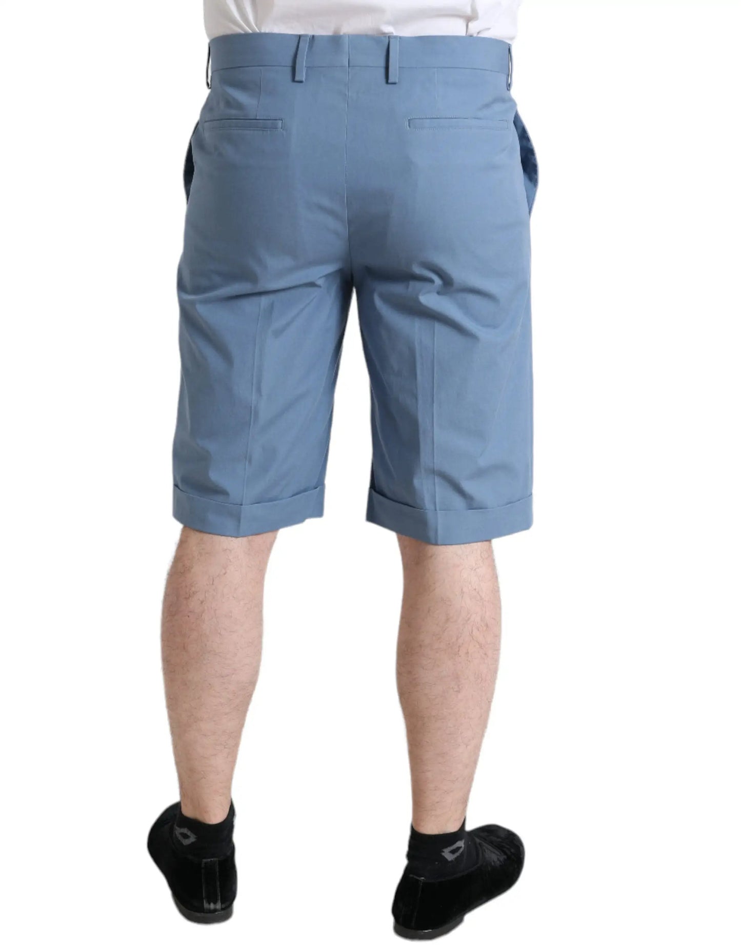 Dolce & Gabbana Sky Blue Cotton Folded Hem Men Bermuda Shorts by Dolce & Gabbana