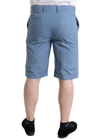 Dolce & Gabbana Sky Blue Cotton Folded Hem Men Bermuda Shorts by Dolce & Gabbana