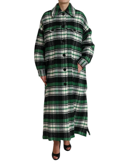 Dolce & Gabbana Green Plaid Long Sleeve Casual Coat Jacket by Dolce & Gabbana