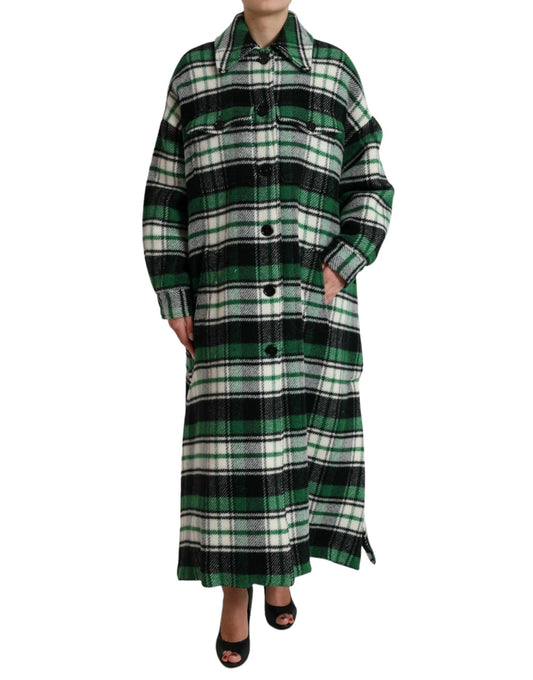 Dolce & Gabbana Green Plaid Long Sleeve Casual Coat Jacket by Dolce & Gabbana