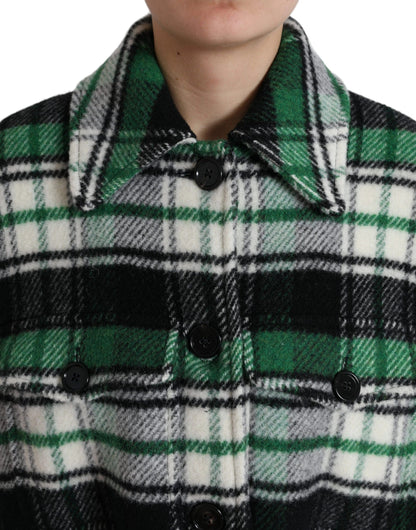 Dolce & Gabbana Green Plaid Long Sleeve Casual Coat Jacket by Dolce & Gabbana