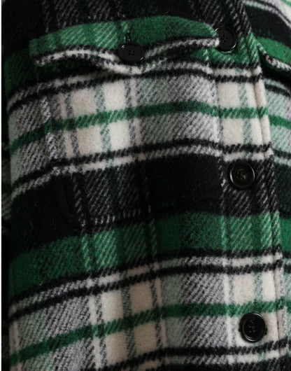 Dolce & Gabbana Green Plaid Long Sleeve Casual Coat Jacket by Dolce & Gabbana