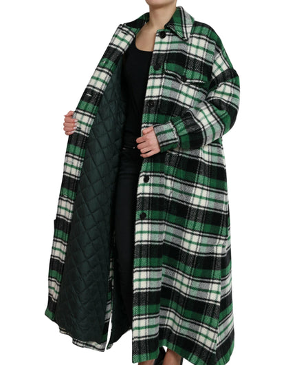 Dolce & Gabbana Green Plaid Long Sleeve Casual Coat Jacket by Dolce & Gabbana