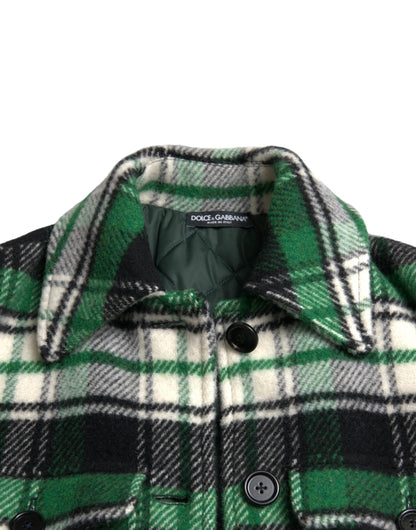 Dolce & Gabbana Green Plaid Long Sleeve Casual Coat Jacket by Dolce & Gabbana