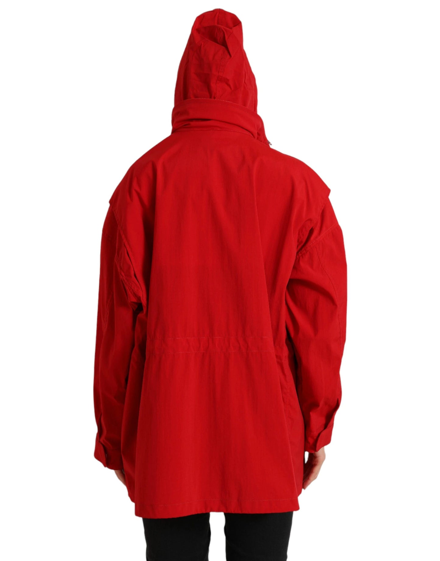Dolce & Gabbana Red Polyester Hooded Button Rain Coat Jacket by Dolce & Gabbana