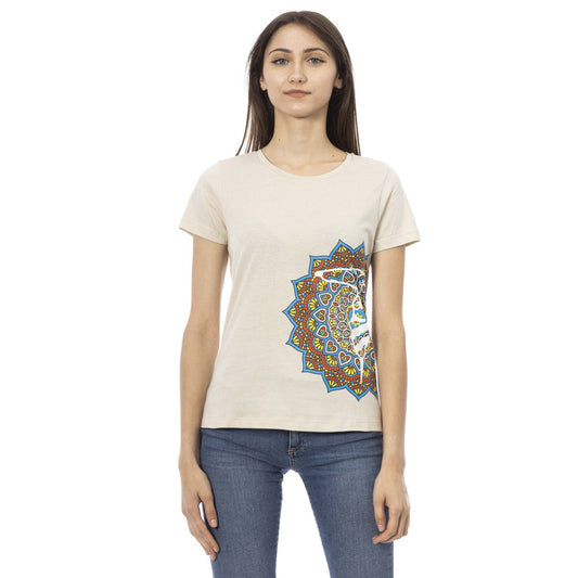 T-shirt Trussardi Action da donna in cotone beige