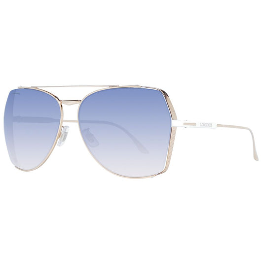 Longines Lunettes De Soleil Métal Or Pour Femme Verres Bleus Dégradés Style Aviateur
