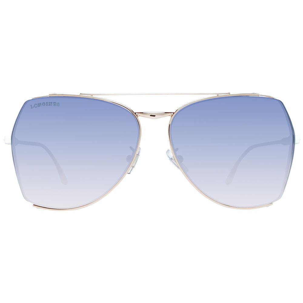 Longines Lunettes De Soleil Métal Or Pour Femme Verres Bleus Dégradés Style Aviateur