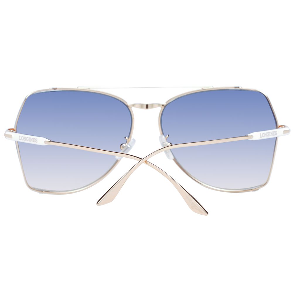 Longines Lunettes De Soleil Métal Or Pour Femme Verres Bleus Dégradés Style Aviateur
