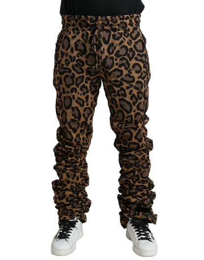 Jogging Dolce & Gabbana homme léopard en jacquard marron – PAN75042